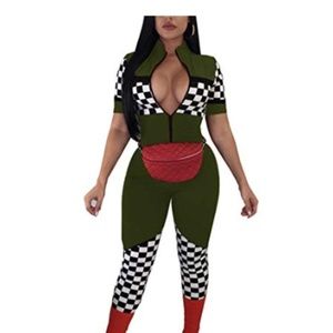 Women 2 Piece Outfits Tracksuit Army green.